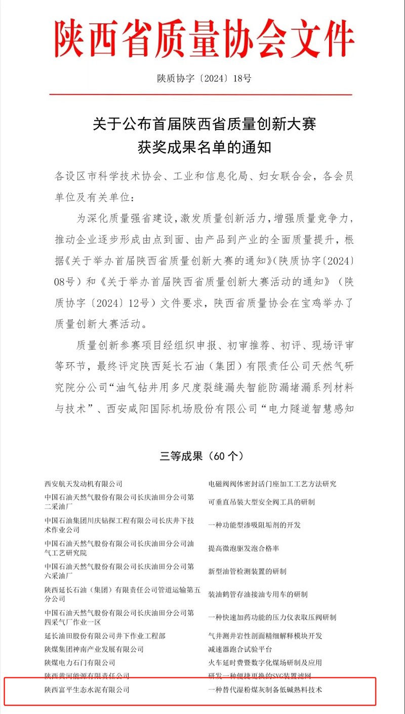 贊！富平公司質(zhì)量管理再獲新獎項
